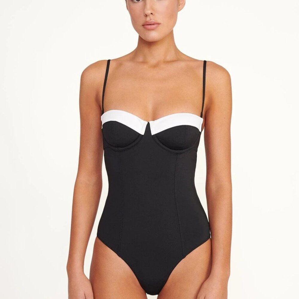 STAUD Maeve One Piece Black/ White NWT